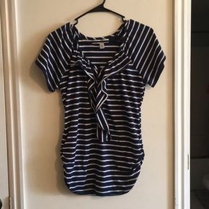 Navy and white stripe blouse